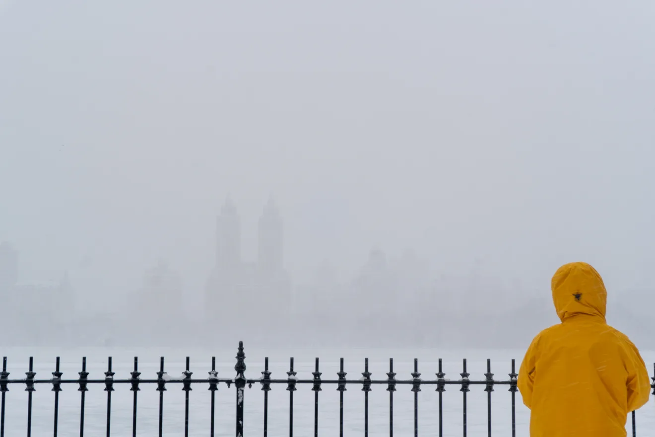 A blizzard in New York City.