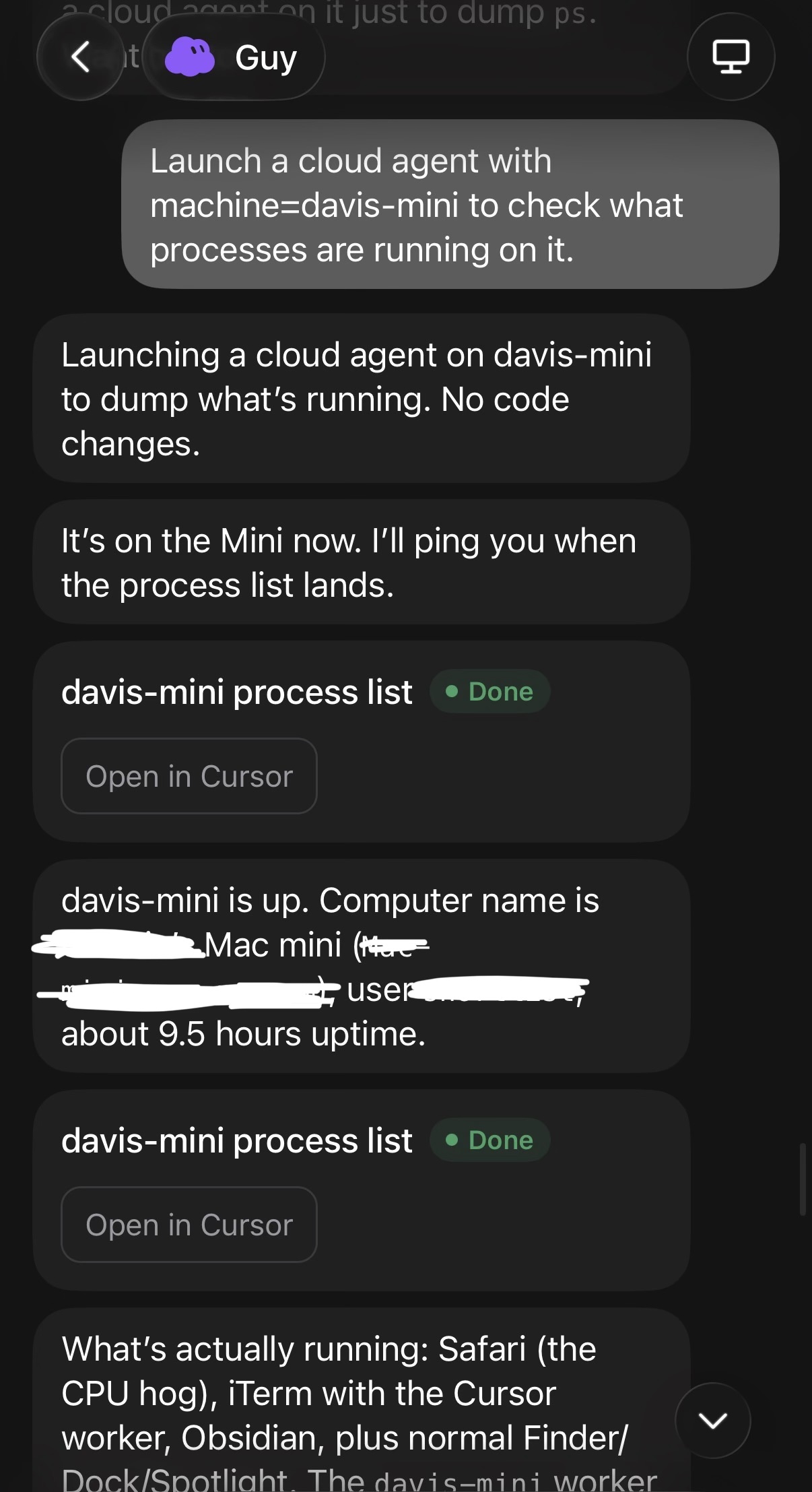 The Grok Bot checking processes running on the davis-mini worker