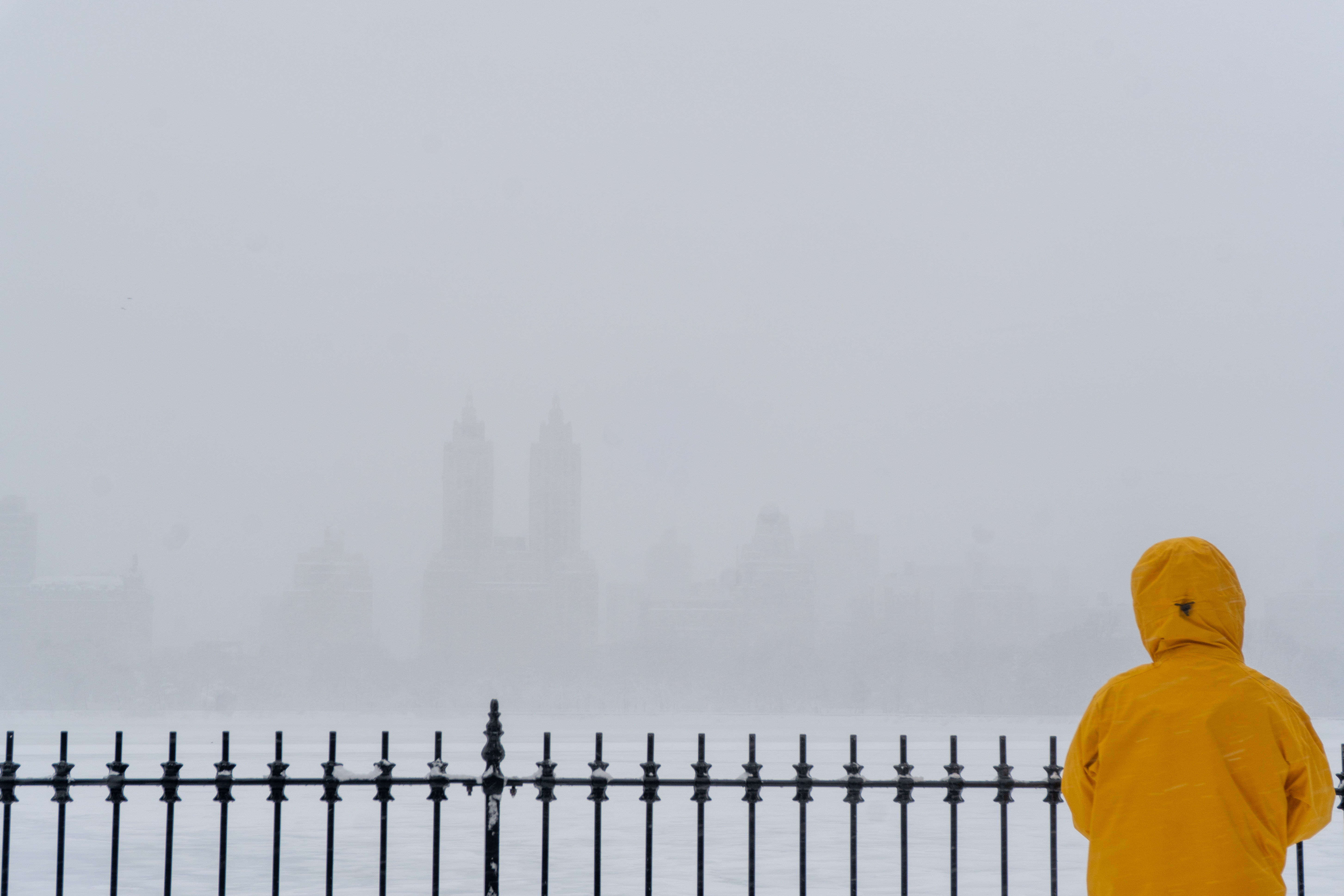 A blizzard in New York City.